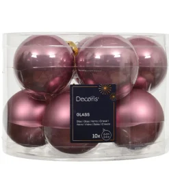 Weihnachtsbaumkugeln aus Glas, altpink glanz/matt, Ø6cm, 10St/Box, Decoris