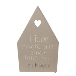 Windlicht Haus mit Herz und Spruch, Metallhaus mit Herz, 44cm