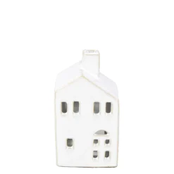 Windlicht Haus, Teelichthalter Häuschen, 13cm, cremeweiß, Keramik