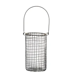 Windlicht Mathilda, Windlicht mit Henkel in Gitteroptik, 30x20cm, Metall-Glas, WMG Grünberger