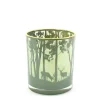 Windlichtglas Wald, Hirsche im Wald, grün, 7x8cm, Glas