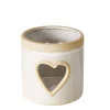 Windlicht Noomi mit Herz, Windlicht mit Farbrand, Steingut, naturtöne, 8cm, Boltze Home Collections
