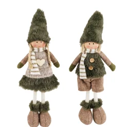 Winterpüppchen Mädchen, Stoffpuppe mit Schlackerbeine und Plüschmütze, 30cm