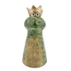 Zaunhocker Frosch braun-grün, Keramikfrosch mit Krone, 17cm