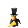 Zaunhocker Vogel, Rabe Rudi mit Zylinder und Regenschirm, 17cm, Metall