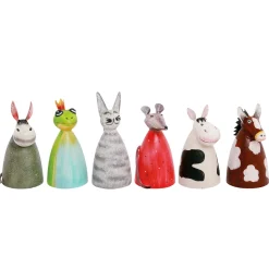 Zaunhocker Bauernhoftier Katze, Metallkatze grau-weiß, 12x24cm