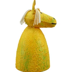 Zaunhocker Bauernhoftier Pferd used look, kleines Metallpferd gelb, 18cm