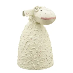 Zaunhocker Bauernhoftier Schaf used look, kleines Metallschaf creme, 18cm