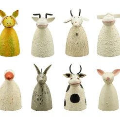 Zaunhocker Bauernhoftier Schaf used look, kleines Metallschaf creme, 18cm