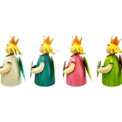 Zaunhocker Engel Schutzengel, Metallengel mit Krone und Schild: Glück für dich, 21cm