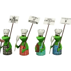 Zaunhocker Frosch Grill-BBQ, Metallfrosch mit Schild: Männer kochen nicht!, 22cm
