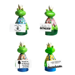 Zaunhocker Frosch Gärtner, Metallfrosch mit Spruch: Vorsicht vor der Gärtnerin..., 14x21cm