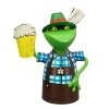 Zaunhocker Frosch Landhaus, Metallfrosch in Lederhose mit Bierkrug, 20cm