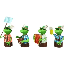 Zaunhocker Frosch Landhaus, Metallfrosch in Lederhose mit Bierkrug, 20cm