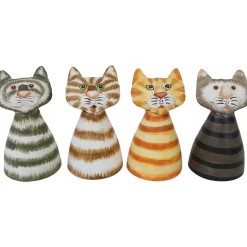 Zaunhocker Haustier Katze, Metallkatze schwarz-braungrau, 9x14cm