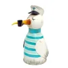 Zaunhocker Matrose Möwe, Metallvogel mit Ringelshirt blau, used look, 20cm