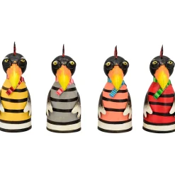 Zaunhocker Rabe Punker Rudi, Metallrabe mit Irokese und Brille, graue Ringel, 21cm