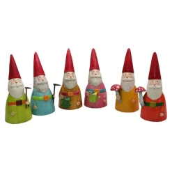 Zaunhocker Zwerg Gärtner orange, Metallzwerg mit Fliegenpilz, 26cm